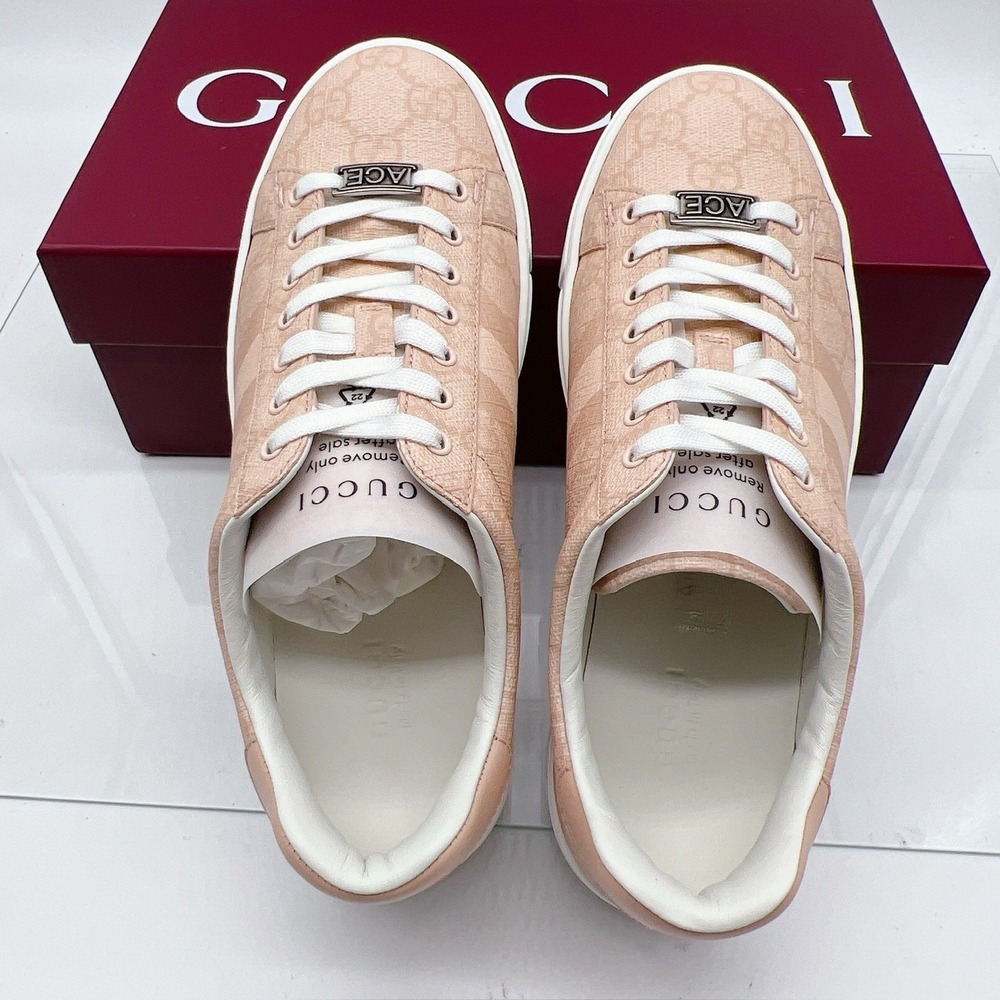 GUCCI Women's Pink GG Supreme Ace Tonal Web Sneakers 812026 EU 36.5 US 6.5 - NEW - Picture 12 of 14